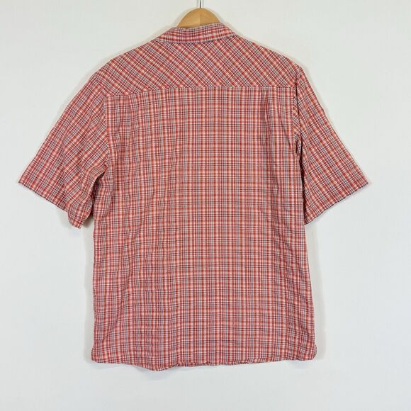 Cabela's CoolMax Orange White Plaid 4Most UPF 30 Button Front Shirt Men's Medium - Picture 6 of 9